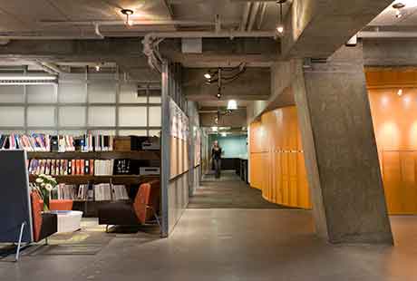 interior passageway and cubicle of architect's office