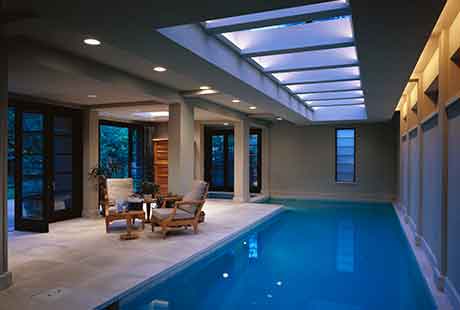 interior of pool house with indoor pool