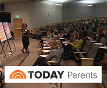 Julie Metzger presenting to group with Today Show logo overlayed